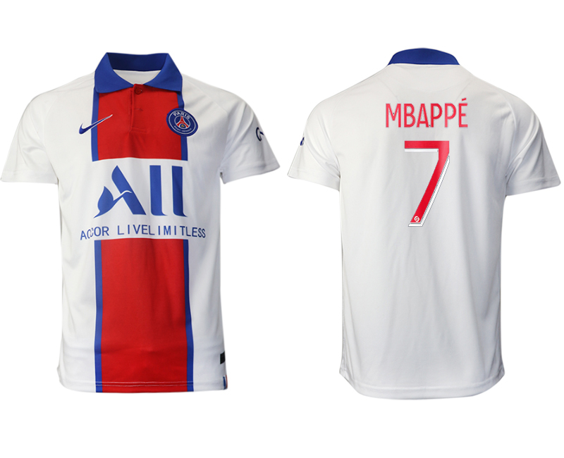 Men 2020-2021 club Paris St German away aaa version #7 white Soccer Jerseys